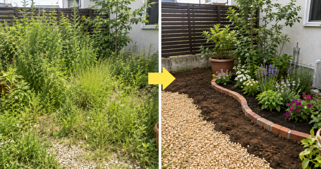 花を植える場所が雑草だらけなら先に庭を整えよう