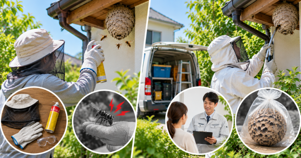 蜂の巣は自分で駆除できる?業者依頼との違いを比較