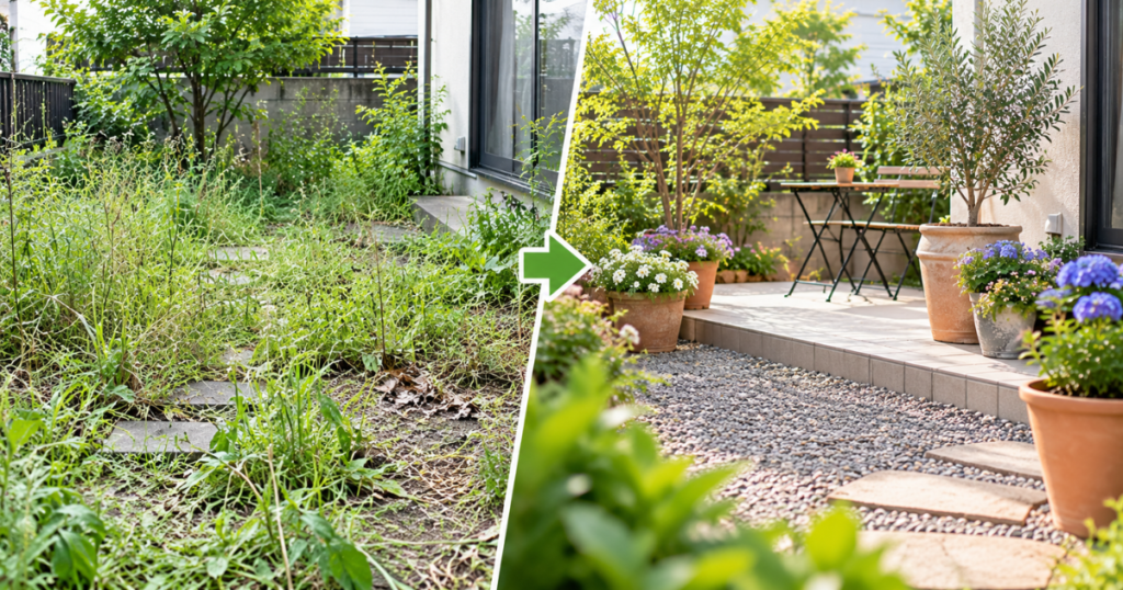 鉢植えを置く前に庭が荒れているなら一度リセットしよう