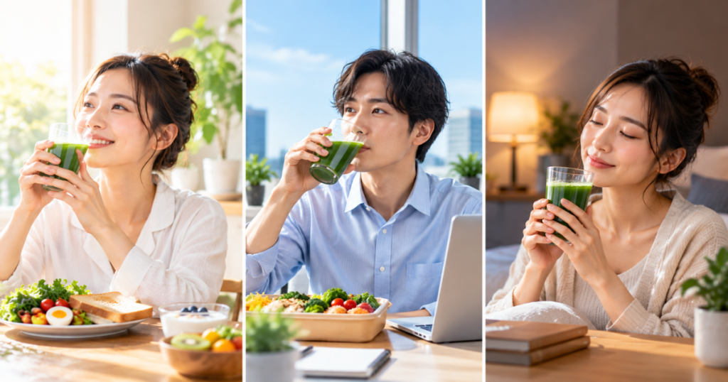 青汁はいつ飲む？朝・昼・夜を比較