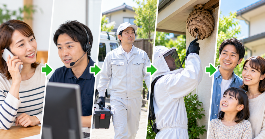 蜂バスターへ依頼する流れ