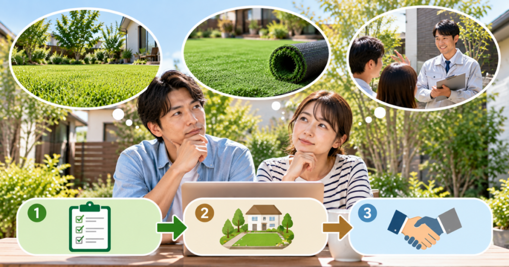 天然芝・人工芝・業者依頼で迷ったら3ステップで決めよう
