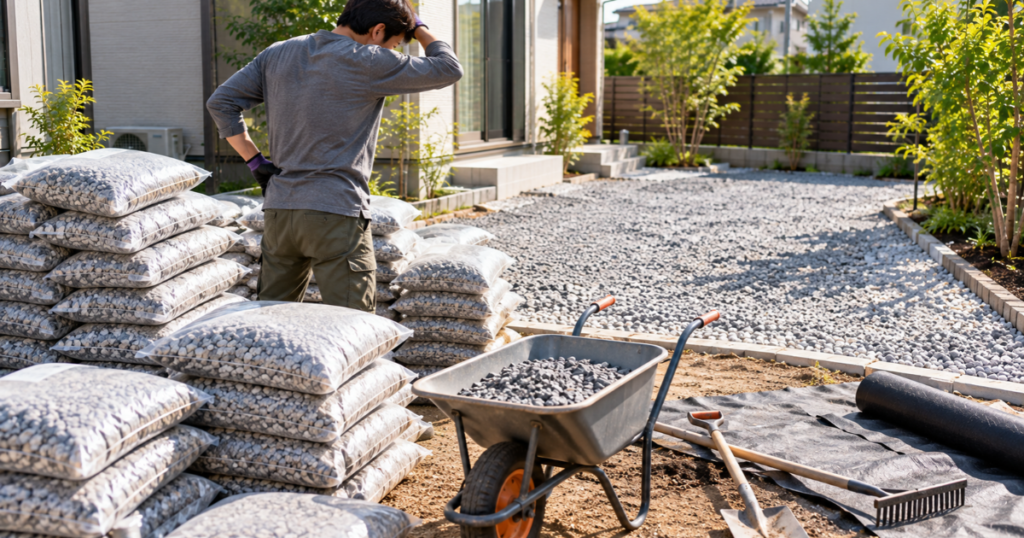 「こんなに必要なの?」防犯砂利は広くなるほどDIYが大変