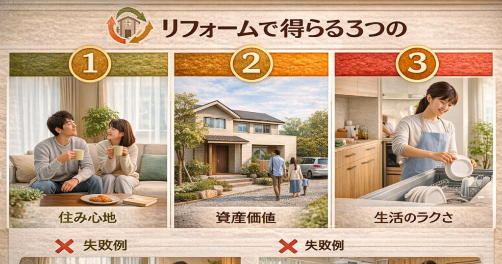 リフォームで得られる3つの効果