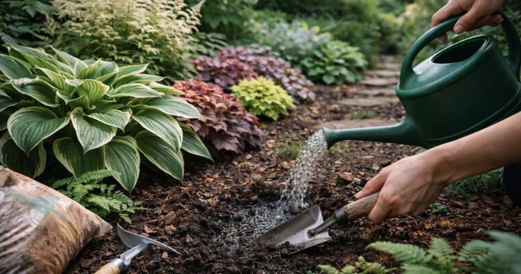 日陰の土づくりと水やり