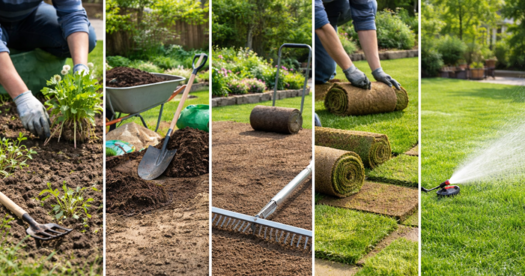 芝生の庭をDIYで作る手順