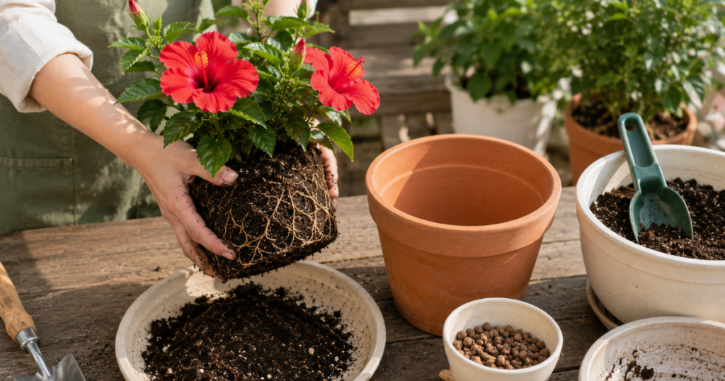 ハイビスカスの植え替え方法と適切な時期