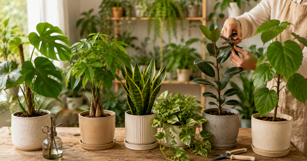 観葉植物の種類別:秋剪定のコツ