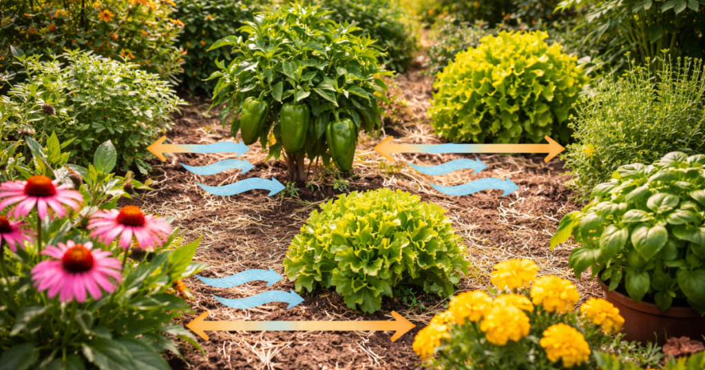 蒸れを防ぐ配置(株間を空ける)