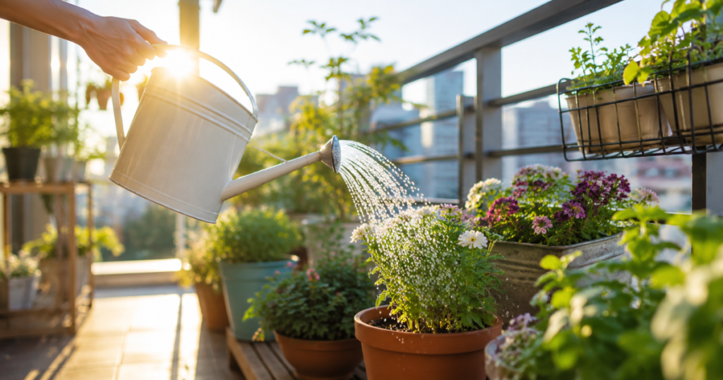 夏の水やりは朝が基本