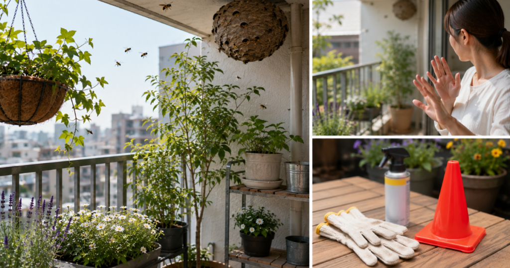 ベランダに蜂が来る・蜂の巣を見つけた場合の注意点