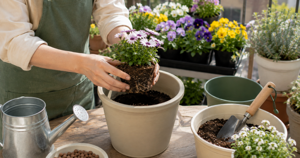 【初心者向け】春の植物を鉢へ植え付ける方法