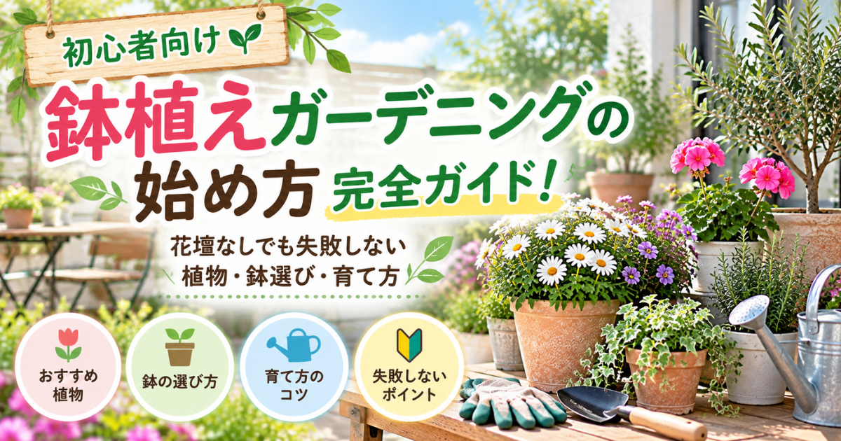【初心者向け】鉢植えガーデニングの始め方完全ガイド！花壇なしでも失敗しない植物・鉢選び・育て方