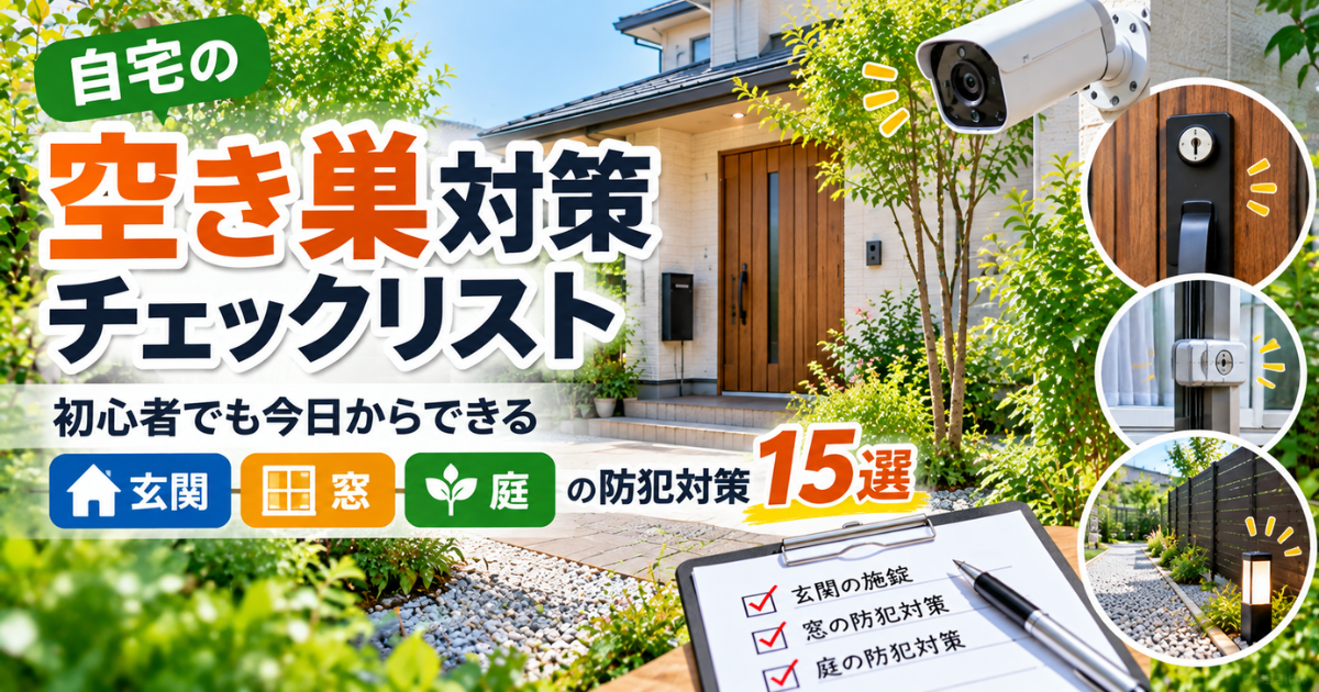 【自宅の空き巣対策チェックリスト】初心者でも今日からできる玄関・窓・庭の防犯対策15選