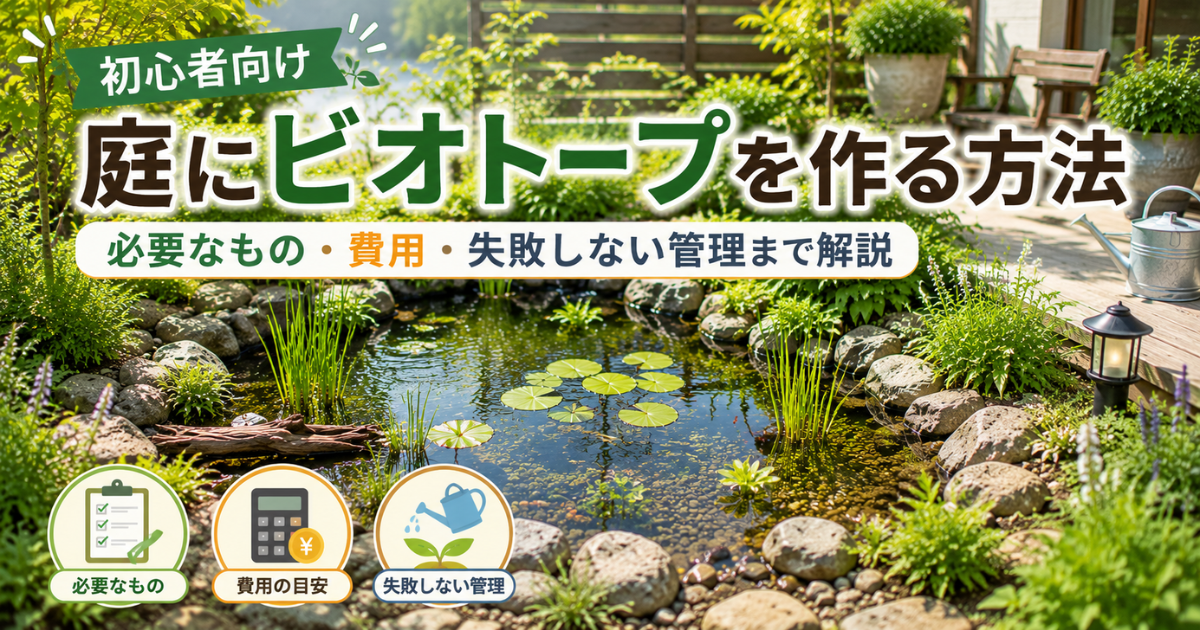 【初心者向け】庭にビオトープを作る方法：必要なもの・費用・失敗しない管理まで解説