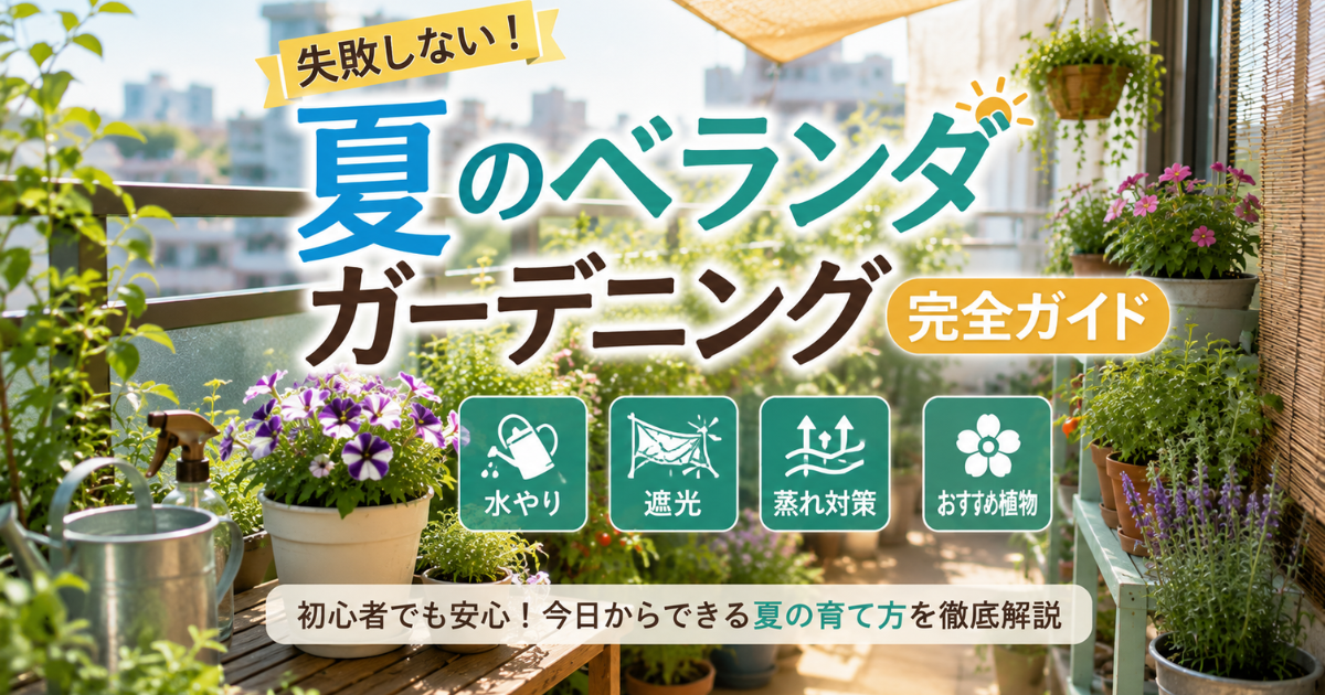 【失敗しない】夏のベランダガーデニング完全ガイド：水やり・遮光・蒸れ対策・おすすめ植物まで解説